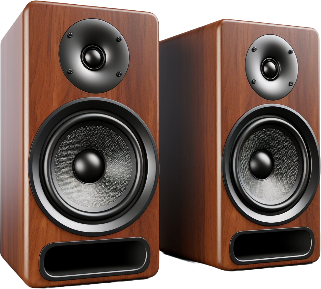 Wooden audio speakers pair